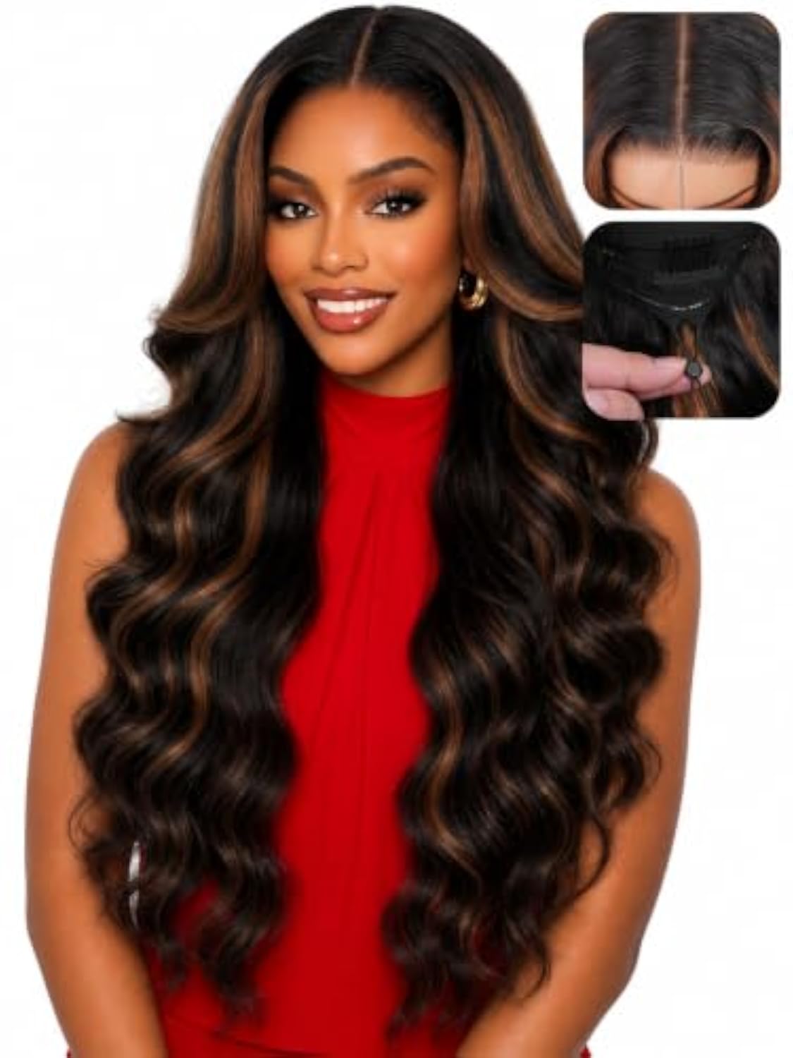 Perruque Lace Front Body Wave 13x4 sans Colle – Cheveux Humains – balayage (4/27) – 30 pouces – Image 2