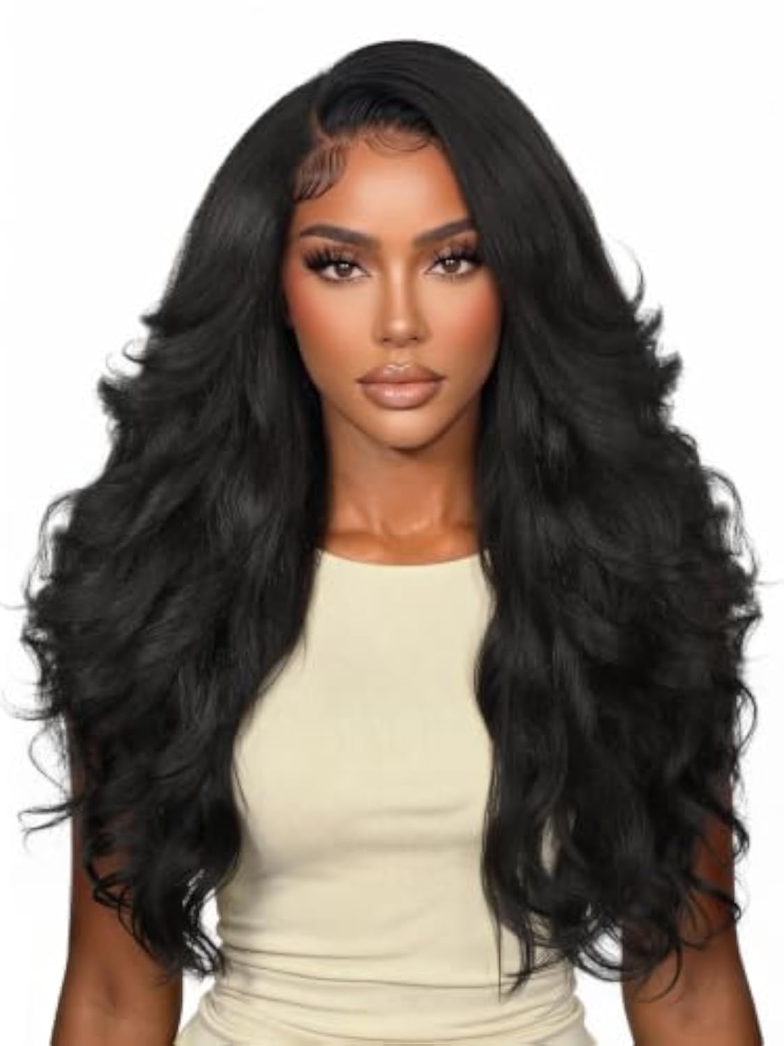 WIGHUB&SALON – Perruque Lace Front Yaki Raide 13x4 – Cheveux Humains – 26 pouces – Réf. WS-5FR5JP - Image 2