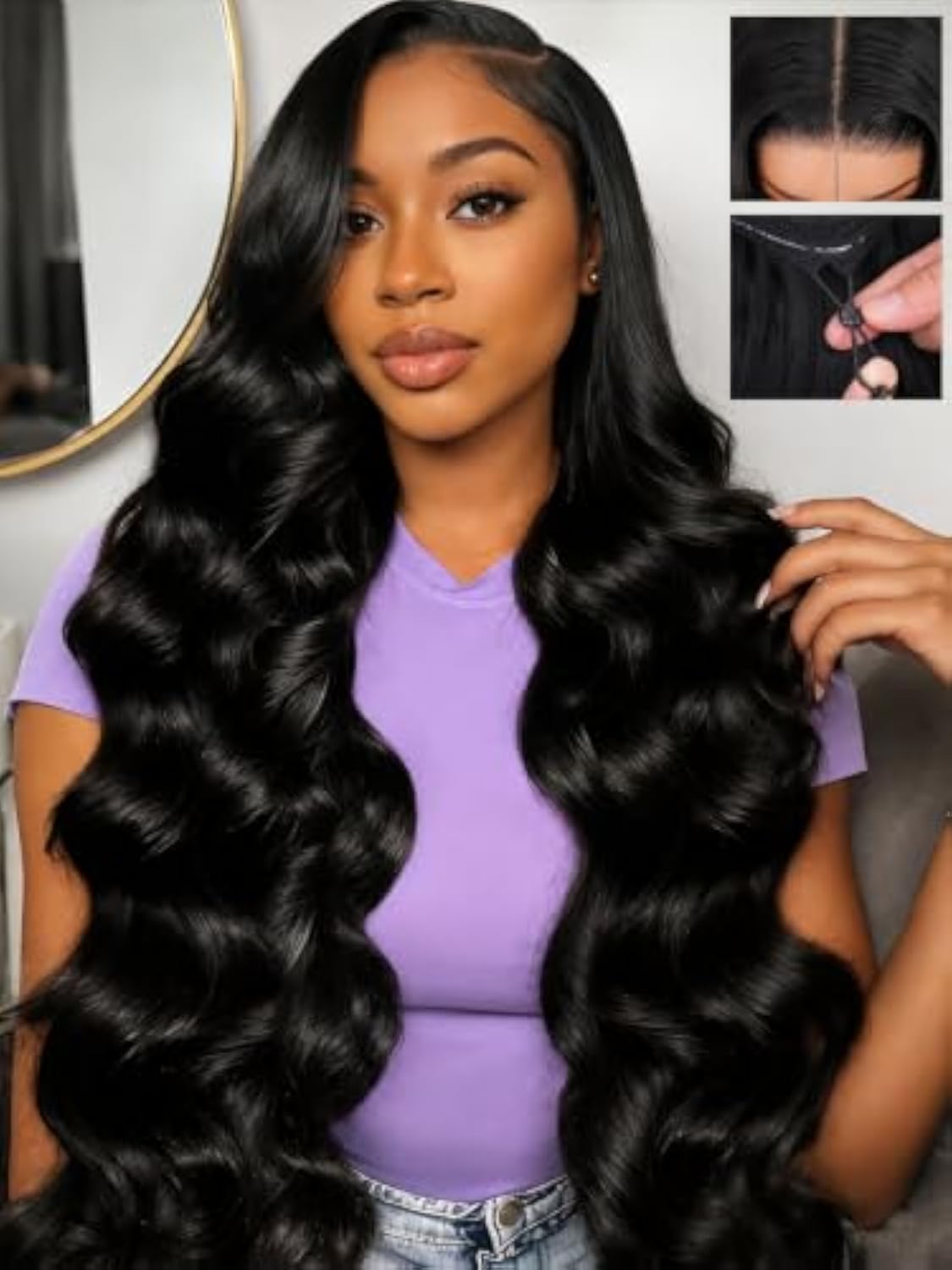 Perruque Lace Front Body Wave 13x4 sans Colle – Cheveux Humains – 28 pouces