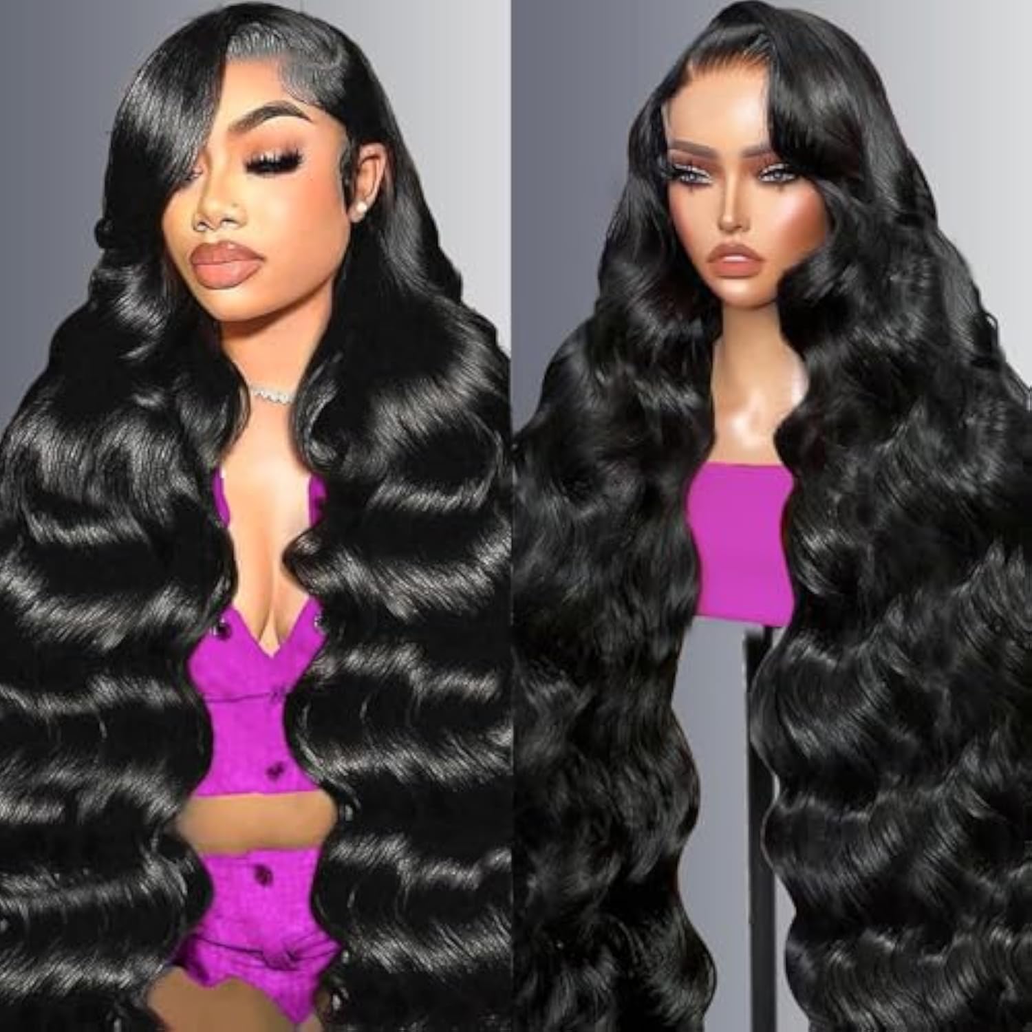 WIGHUB&SALON – Perruque Lace Front Body Wave 13x6 – 250 % de densité – Cheveux Humains – 28 pouces – Image 2