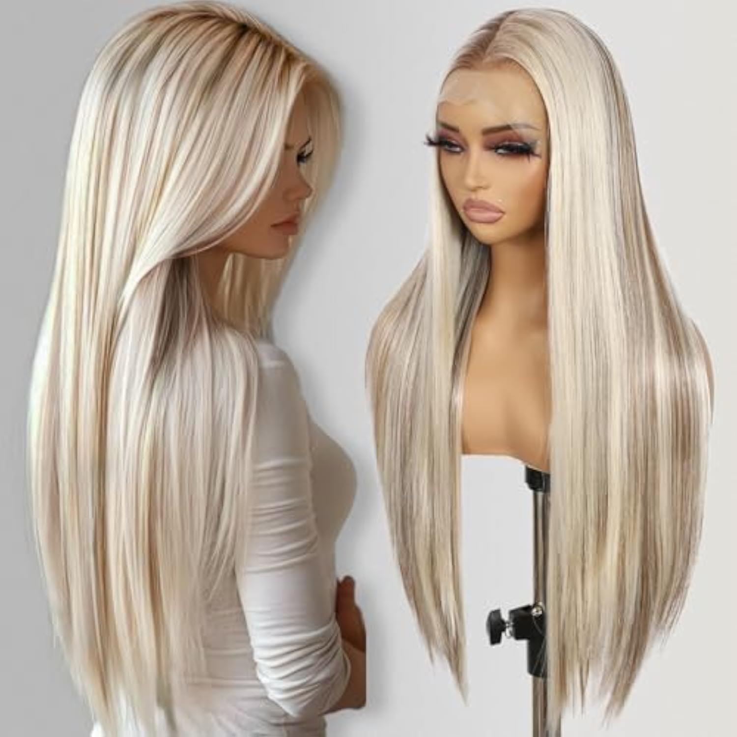 WIGHUB&SALON – Perruque Synthétique Lace Front Lisse – blond (613) – 26 pouces – Réf. WS-PHN9SC – Image 2