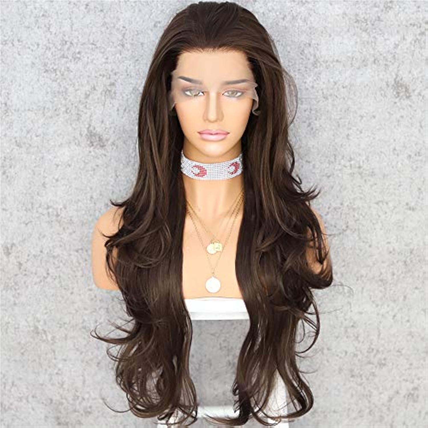 Perruque Synthétique Lace Front Ondulation Naturelle – brun – 26 pouces - Image 2
