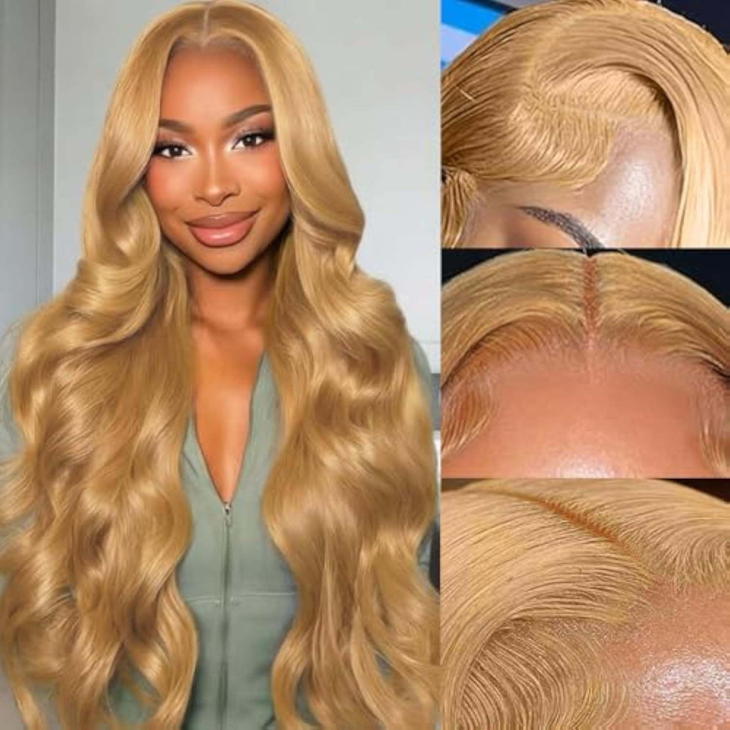 Perruque Lace Front Body Wave 13x4 – 200 % de densité – Cheveux Humains – blond (613) – 28 pouces - Image 2