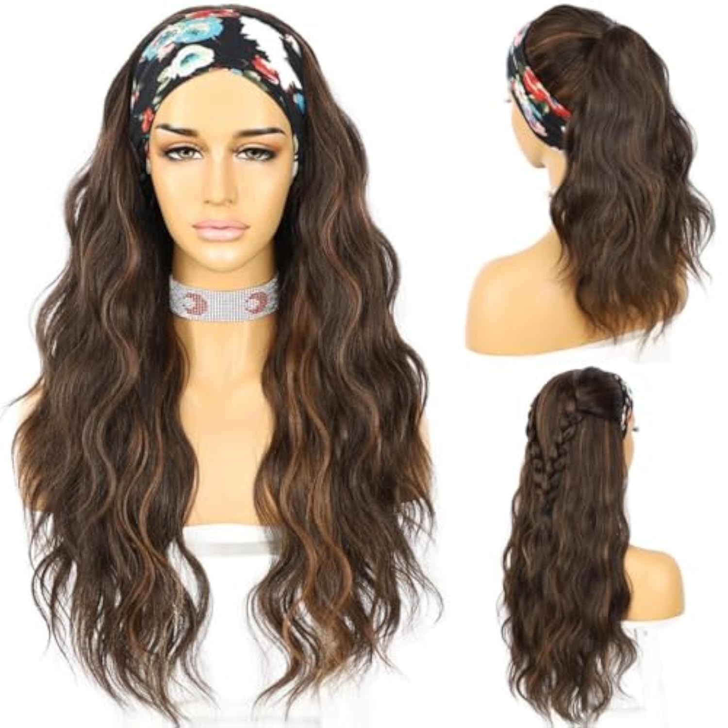 Perruque Synthétique Lace Front Body Wave sans Colle – brun – 26 pouces – Réf. WS-GDBF52