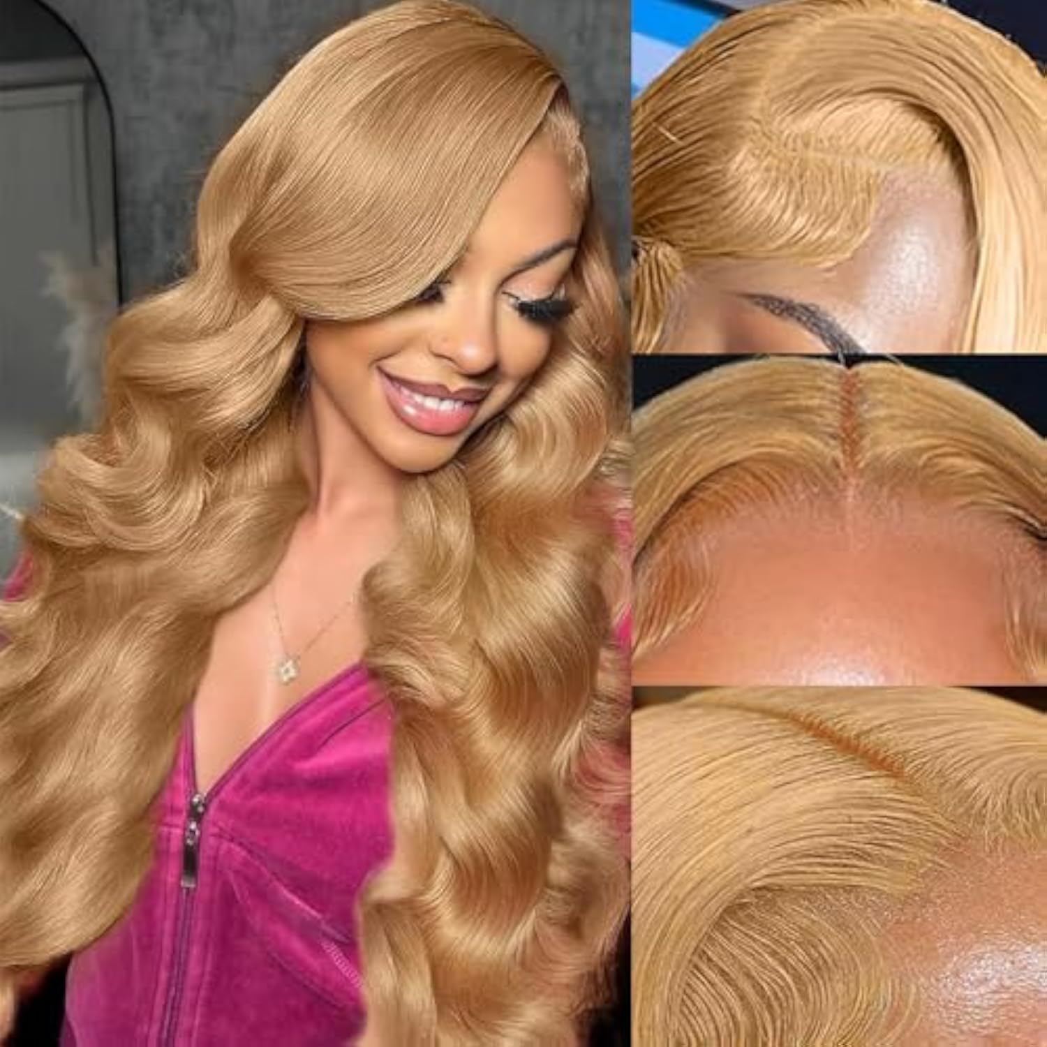 Perruque Lace Front Body Wave 13x4 – 200 % de densité – Cheveux Humains – blond (613) – 24 pouces - Image 2