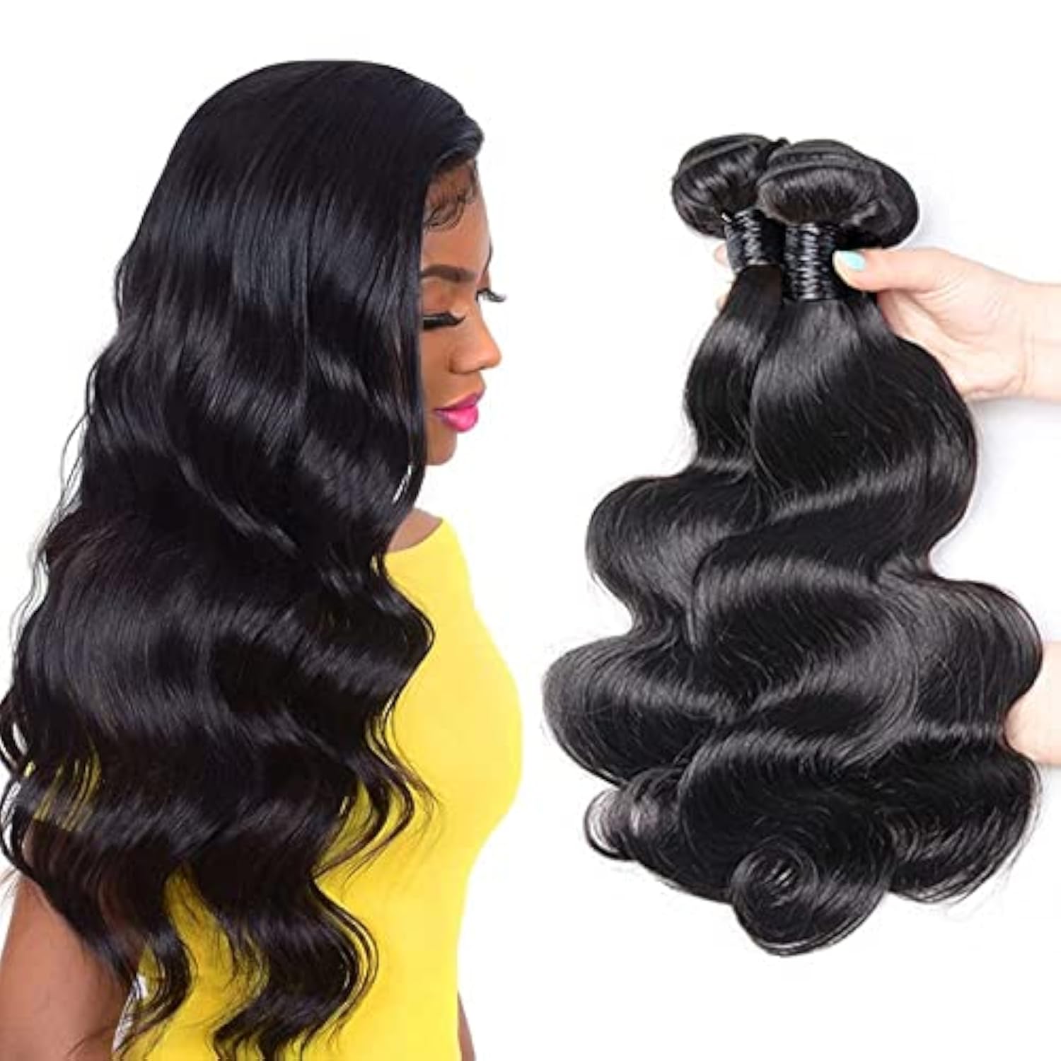 WIGHUB&SALON – Tissage Body Wave – en Cheveux Humains – 20 pouces – Image 2