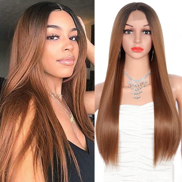 WIGHUB&SALON – Perruque Synthétique Lace Front Lisse – balayage (4/27) – 26 pouces