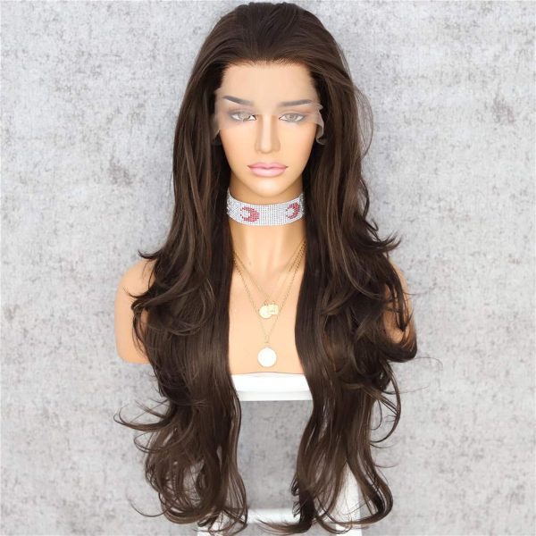 Perruque Synthétique Lace Front Ondulation Naturelle – brun – 26 pouces