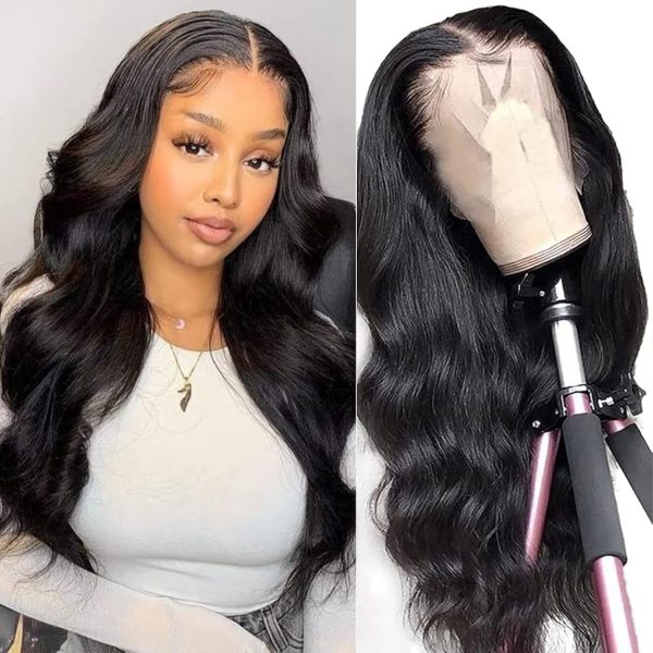 WIGHUB&SALON – Perruque Lace Front Body Wave 13x4 – 180 % de densité – Cheveux Humains – 18 pouces