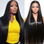 WIGHUB&SALON – Perruque Lace Front Lisse 13x6 sans Colle – 200 % de densité – Cheveux Humains – 22 pouces