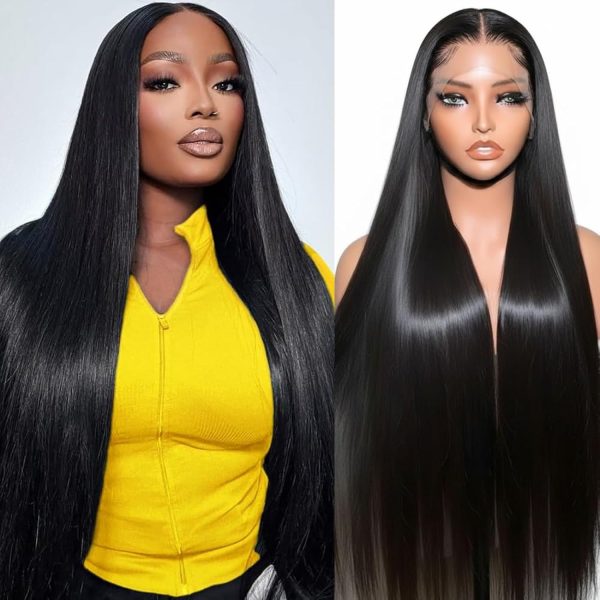 WIGHUB&SALON – Perruque Lace Front Lisse 13x6 sans Colle – 200 % de densité – Cheveux Humains – 22 pouces
