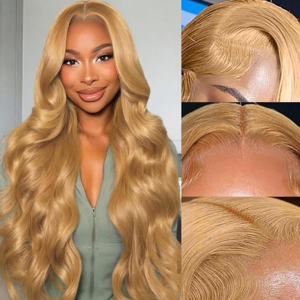 Perruque Lace Front Body Wave 13x4 – 200 % de densité – Cheveux Humains – blond (613) – 28 pouces