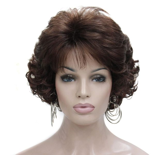 Perruque Synthétique Lace Front Bouclé avec Frange – brun