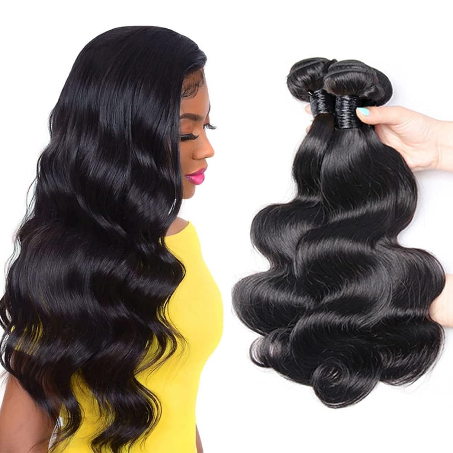WIGHUB&SALON – Tissage Body Wave – en Cheveux Humains – 20 pouces
