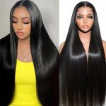 WIGHUB&SALON – Perruque Lace Front Lisse 13x6 – 200 % de densité – Cheveux Humains – 34 pouces