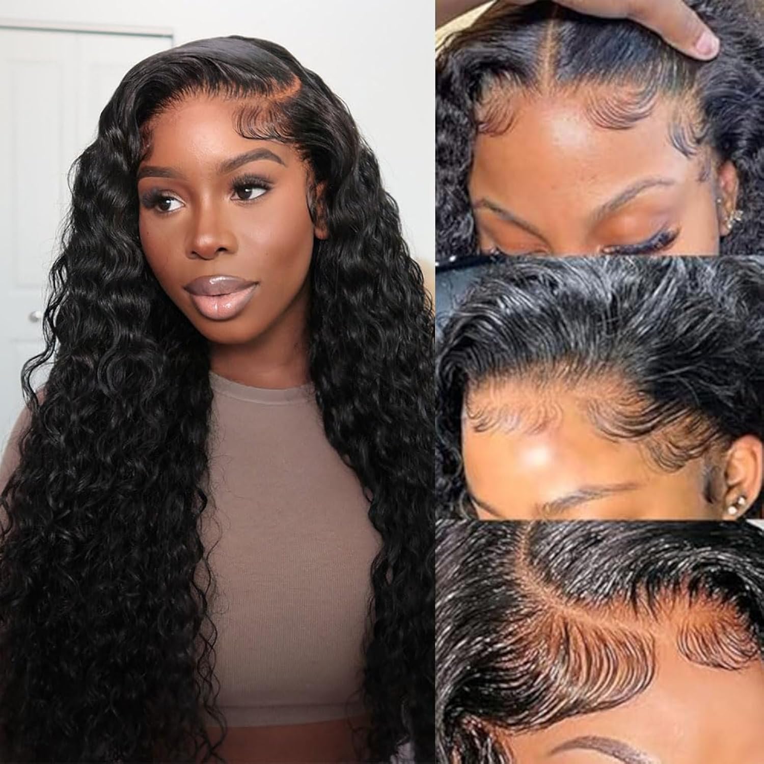 Perruque Lace Front Deep Wave 13x6 sans Colle – 200 % de densité – Cheveux Humains – 30 pouces