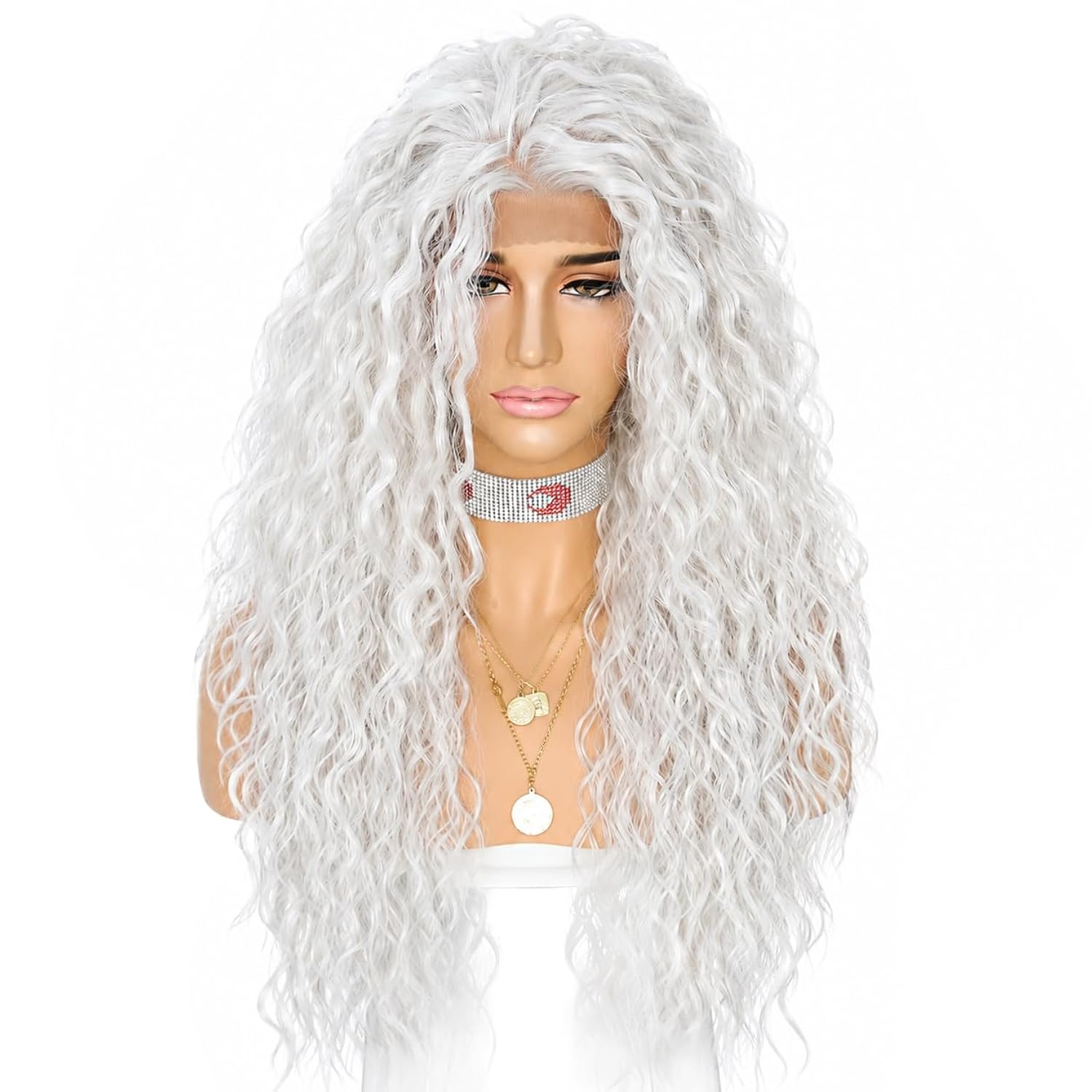 WIGHUB&SALON – Perruque Synthétique Lace Front Boucles Deep – 26 pouces