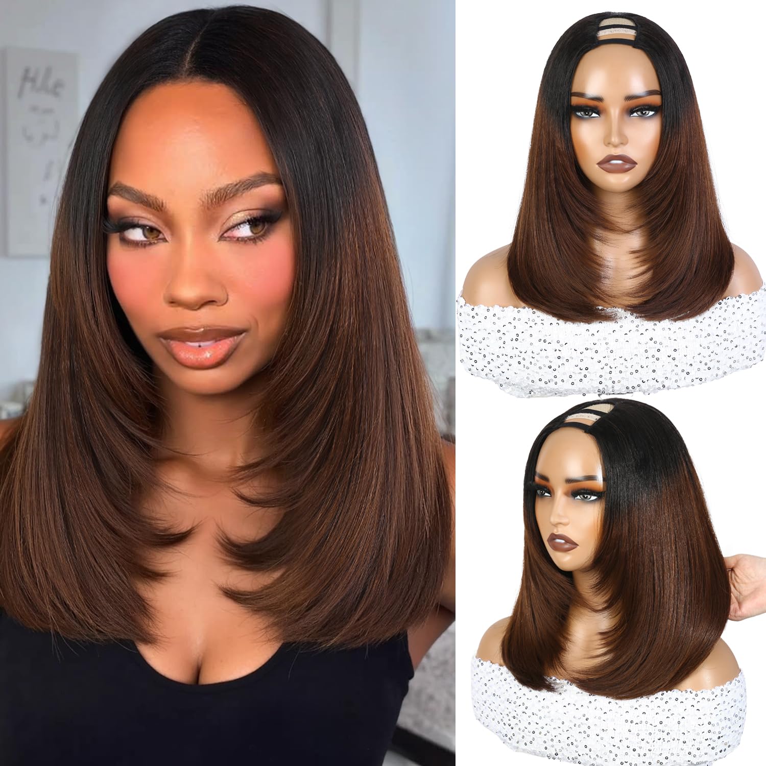 WIGHUB&SALON – Perruque Lace Front Lisse 13x4 – Cheveux Humains – balayage (4/27) – Réf. WS-WRLDMT