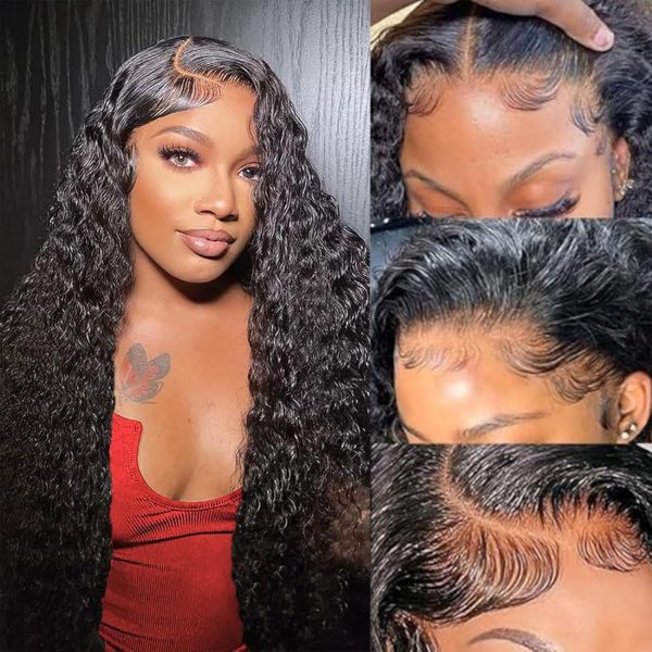 WIGHUB&SALON – Perruque Lace Front Deep Wave 13x6 sans Colle – 180 % de densité – Cheveux Humains – 32 pouces