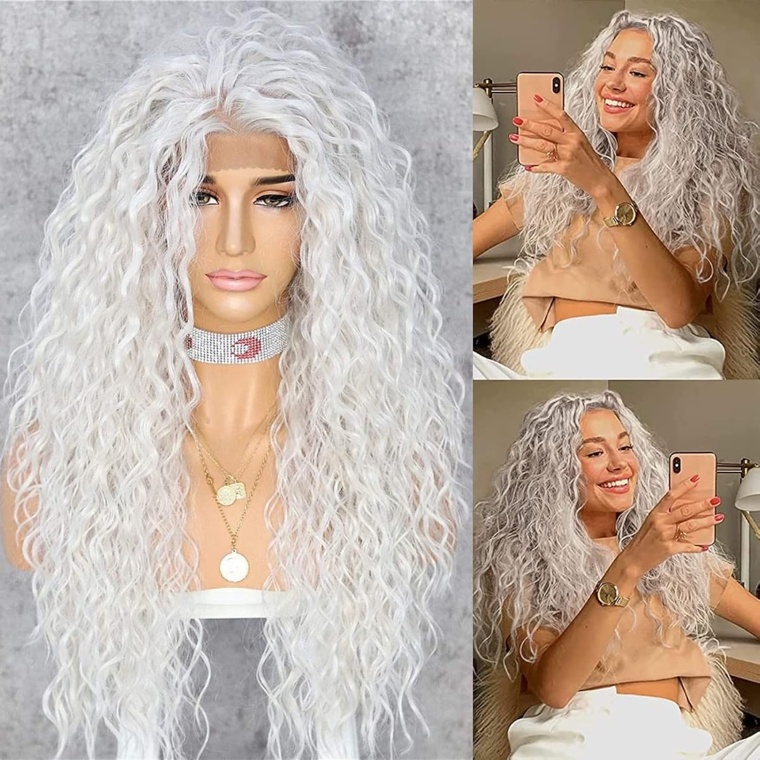 WIGHUB&SALON – Perruque Synthétique Lace Front Boucles Deep – 26 pouces – Image 2