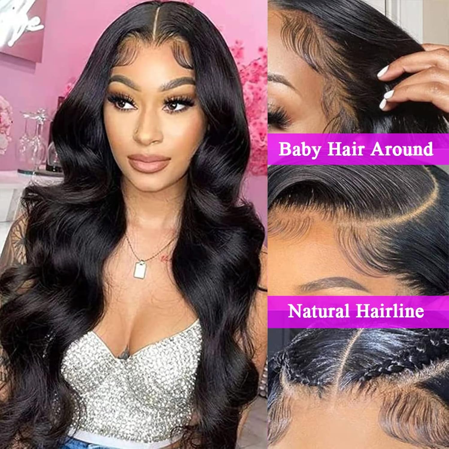 WIGHUB&SALON – Perruque Lace Front Body Wave 13x4 – 180 % de densité – Cheveux Humains – 18 pouces – Image 3