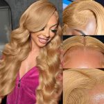 Perruque Lace Front Body Wave 13x4 – 200 % de densité – Cheveux Humains – blond (613) – 24 pouces
