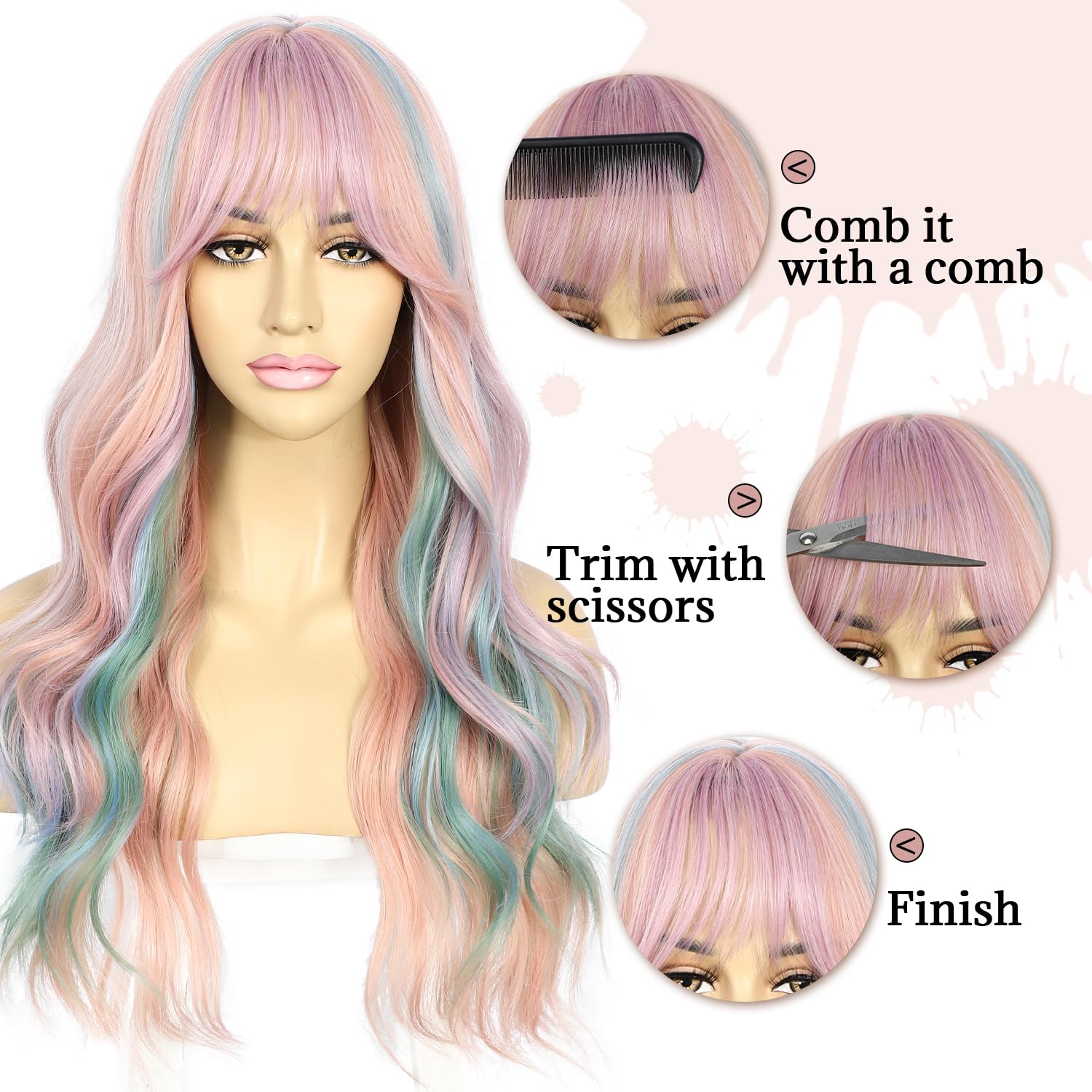 Perruque Synthétique Lace Front Body Wave avec Frange – balayage (4/27) – 26 pouces – Image 3