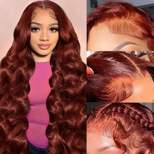 WIGHUB&SALON – Perruque Lace Front Body Wave 13x4 sans Colle – 200 % de densité – Cheveux Humains – brun – 32 pouces