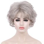 WIGHUB&SALON – Perruque Synthétique Lace Front Bouclé avec Frange – gris