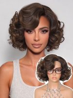 Perruque Synthétique Lace Front Carré sans Colle – brun – 10 pouces