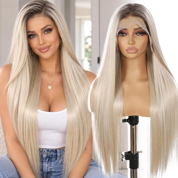 Perruque Synthétique Lace Front Lisse – blond (613) – 26 pouces – Réf. WS-PGDDS1