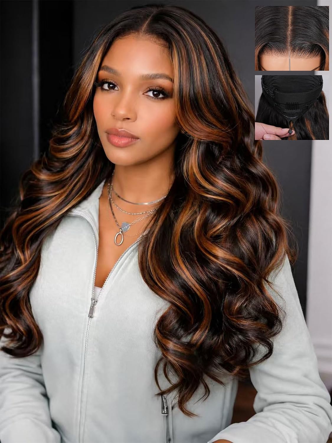 Perruque Lace Front Body Wave 13x4 sans Colle – Cheveux Humains – brun – 20 pouces