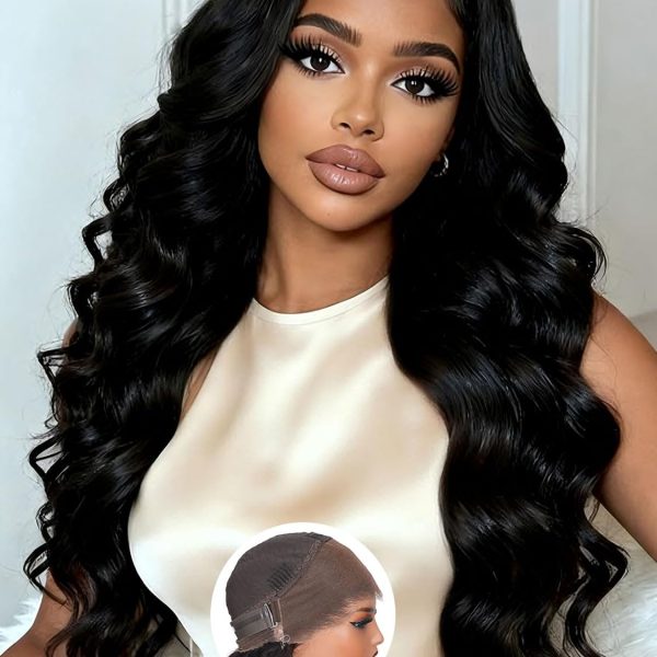 WIGHUB&SALON – Perruque Lace Front Body Wave sans Colle – Cheveux Humains – 30 pouces – Réf. WS-D41P9X