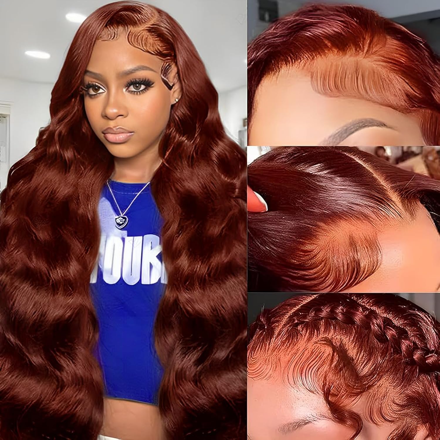 WIGHUB&SALON – Perruque Lace Front Body Wave 13x4 – 200 % de densité – Cheveux Humains – brun – 28 pouces
