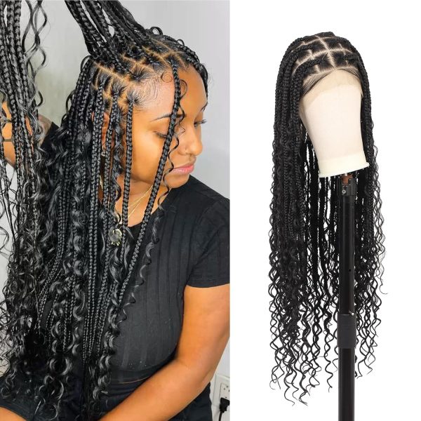 Perruque Synthétique Lace Front Tressée Knotless – 36 pouces – Réf. WS-D32TNS