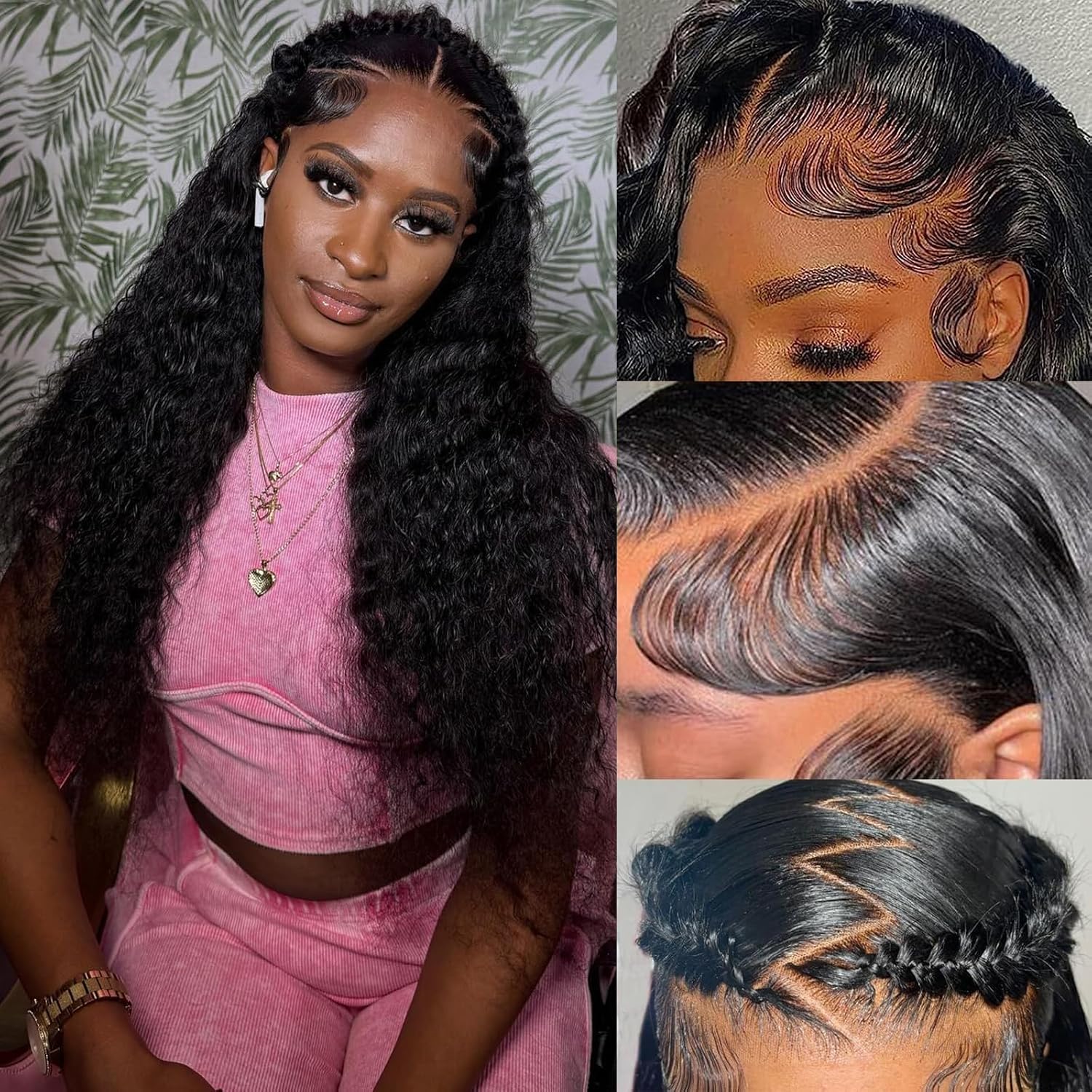 WIGHUB&SALON – Perruque Lace Front Deep Wave 13x4 sans Colle – 200 % de densité – Cheveux Humains – 20 pouces