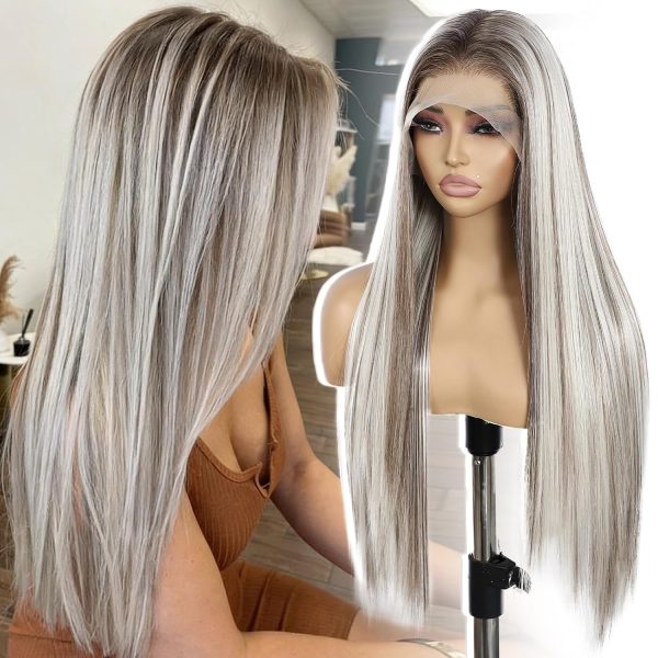 Perruque Synthétique Lace Front Lisse – blond (613) – 26 pouces – Réf. WS-G3XWQ4