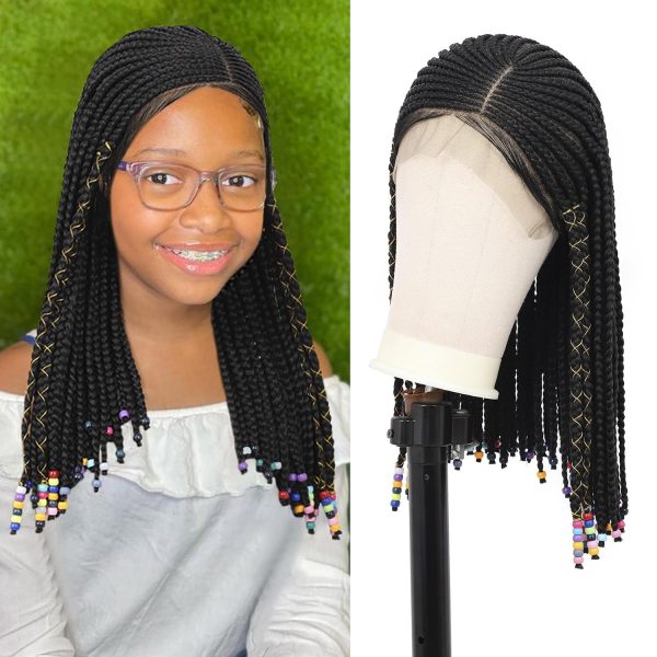 WIGHUB&SALON – Perruque Synthétique Lace Front Tressée Cornrow – 16 pouces