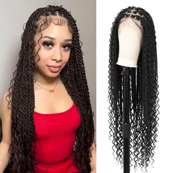 Perruque Synthétique Lace Front Tressée Knotless – 36 pouces – Réf. WS-ZMBLPD