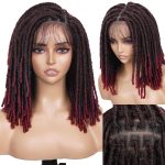 Perruque Lace Front Tressée – Cheveux Humains – rouge – 14 pouces
