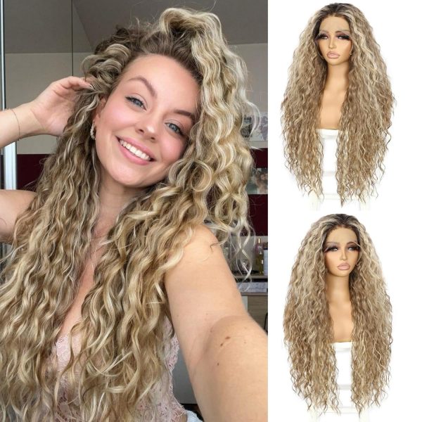 WIGHUB&SALON – Perruque Synthétique Lace Front Boucles Deep – brun – 26 pouces