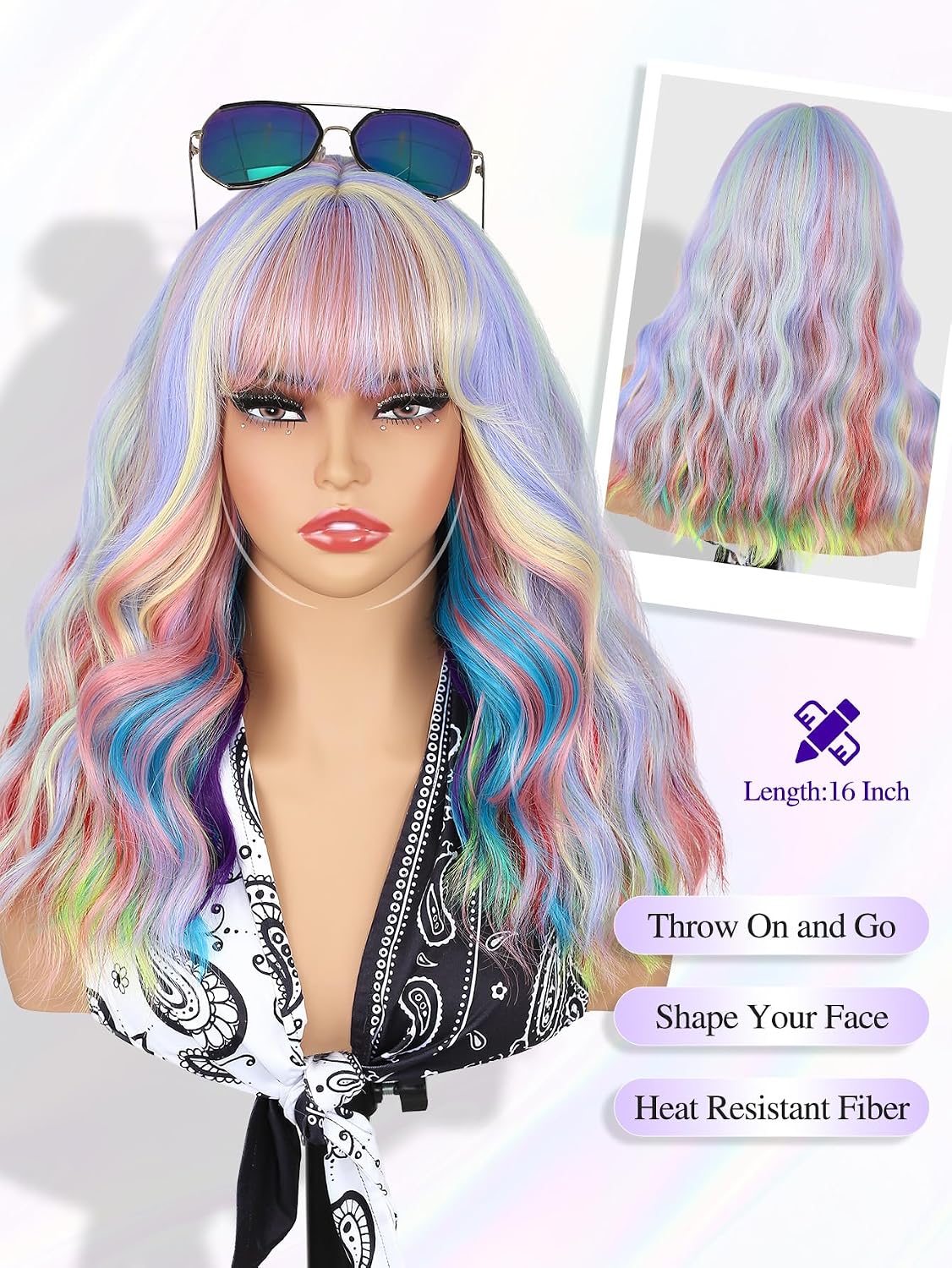 Perruque Lace Front Carré 13x4 avec Frange – Cheveux Humains – 16 pouces – Image 3