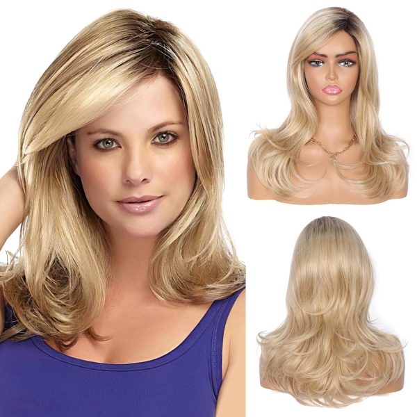 Perruque Synthétique Lace Front Body Wave avec Frange – blond (613) – 18 pouces
