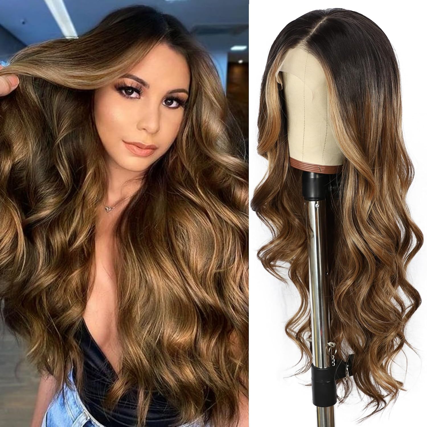 WIGHUB&SALON – Perruque Synthétique Lace Front Body Wave – balayage (4/27) – 26 pouces – Réf. WS-69FQ5Y