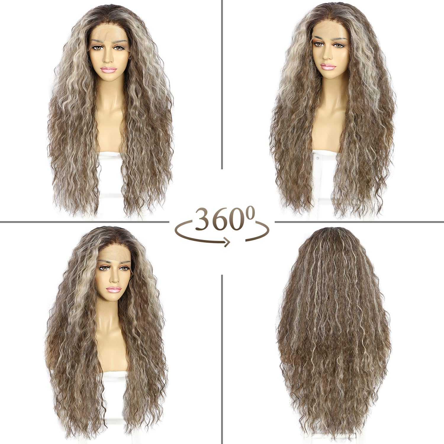 Perruque Synthétique Lace Front Bouclé – brun – 26 pouces – Image 3