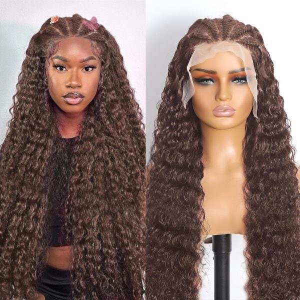 Perruque Lace Front Tressée 13x6 – 180 % de densité – Cheveux Humains – brun – 22 pouces