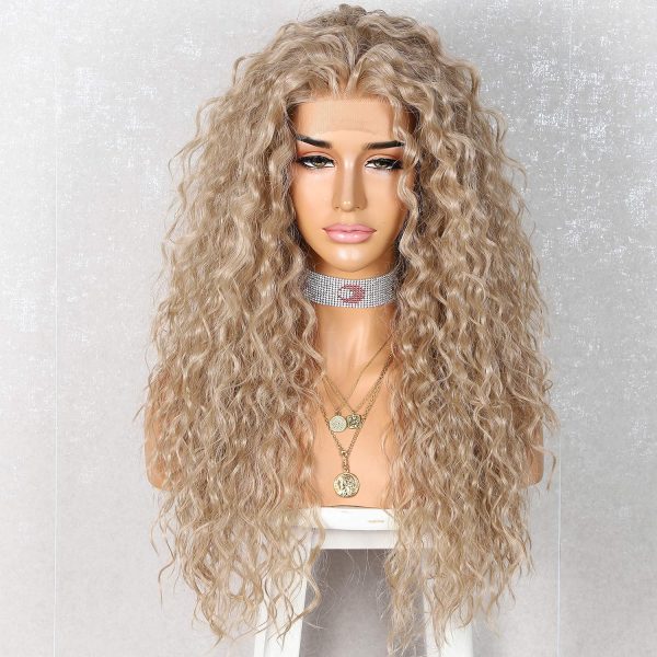 WIGHUB&SALON – Perruque Synthétique Lace Front Boucles Deep – blond (613) – 26 pouces