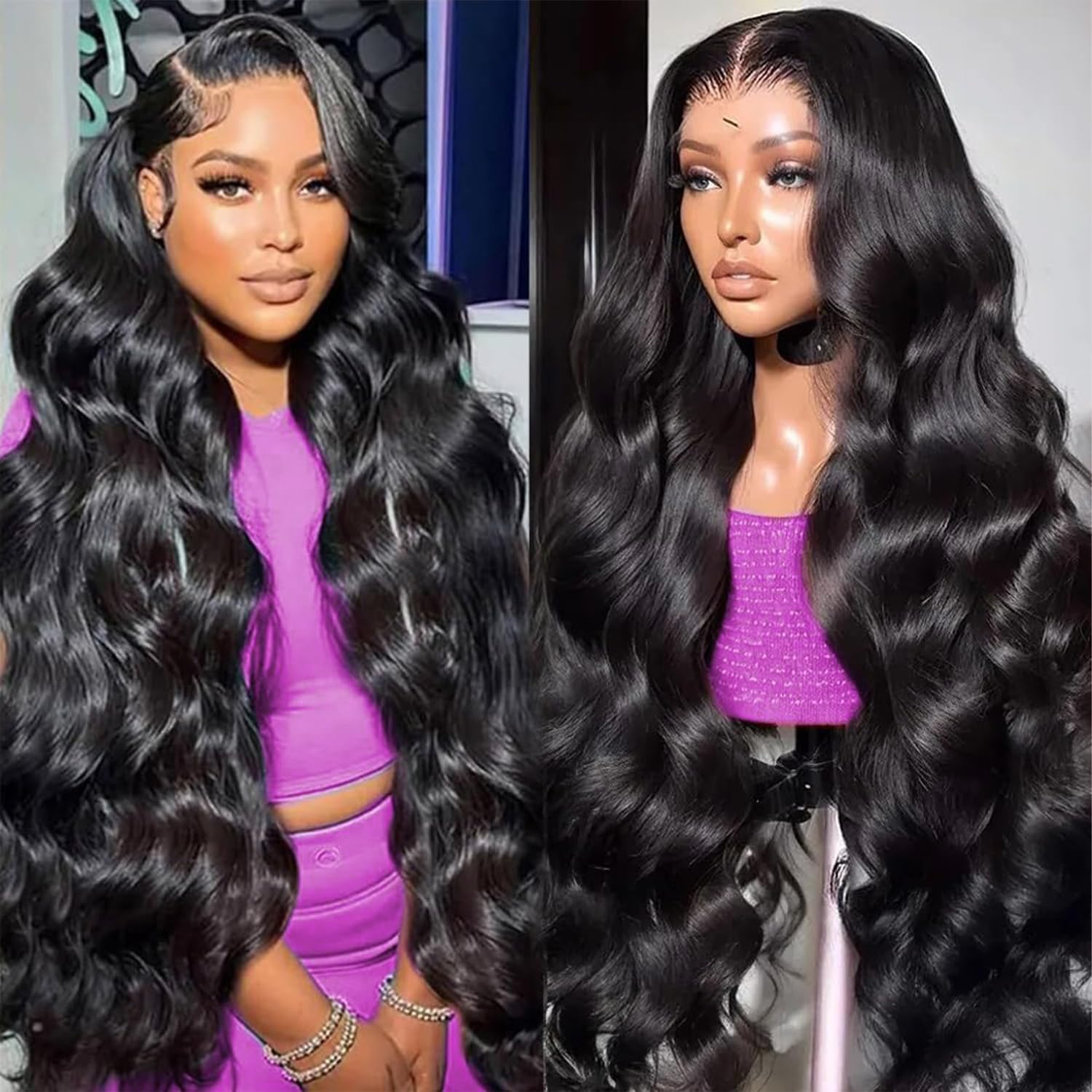 Perruque lace front 13x6 body wave en vrais cheveux humains densité 200 % - BIMKOS