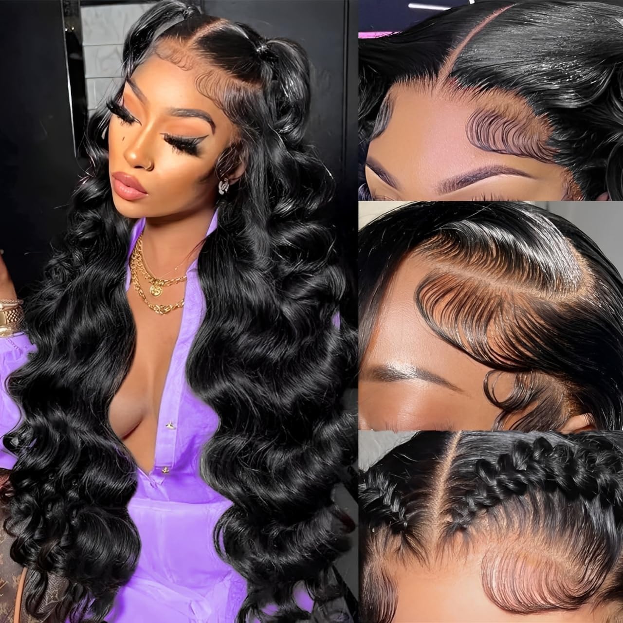 Perruque lace front 13x6 body wave en vrais cheveux humains densité 200 % - BIMKOS